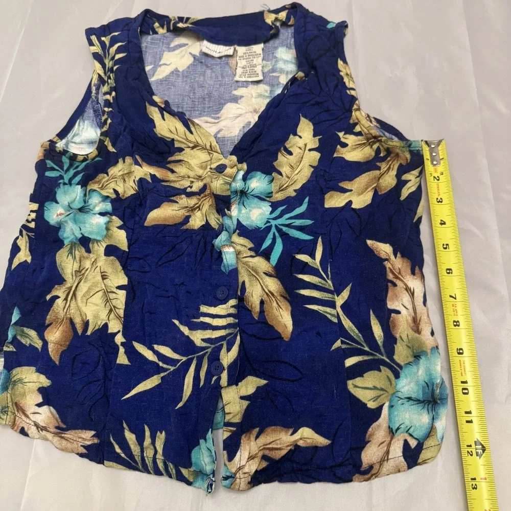White Stag‎ Brand Sleeveless Blue Tropical Floral Top